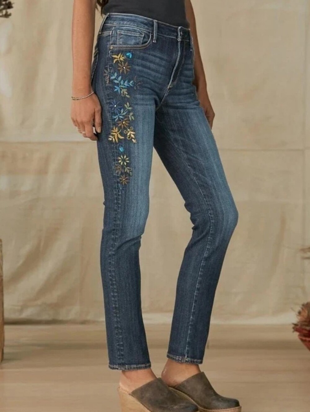 Sundance Driftwood Embroidered “Audrey Cassia Jeans”